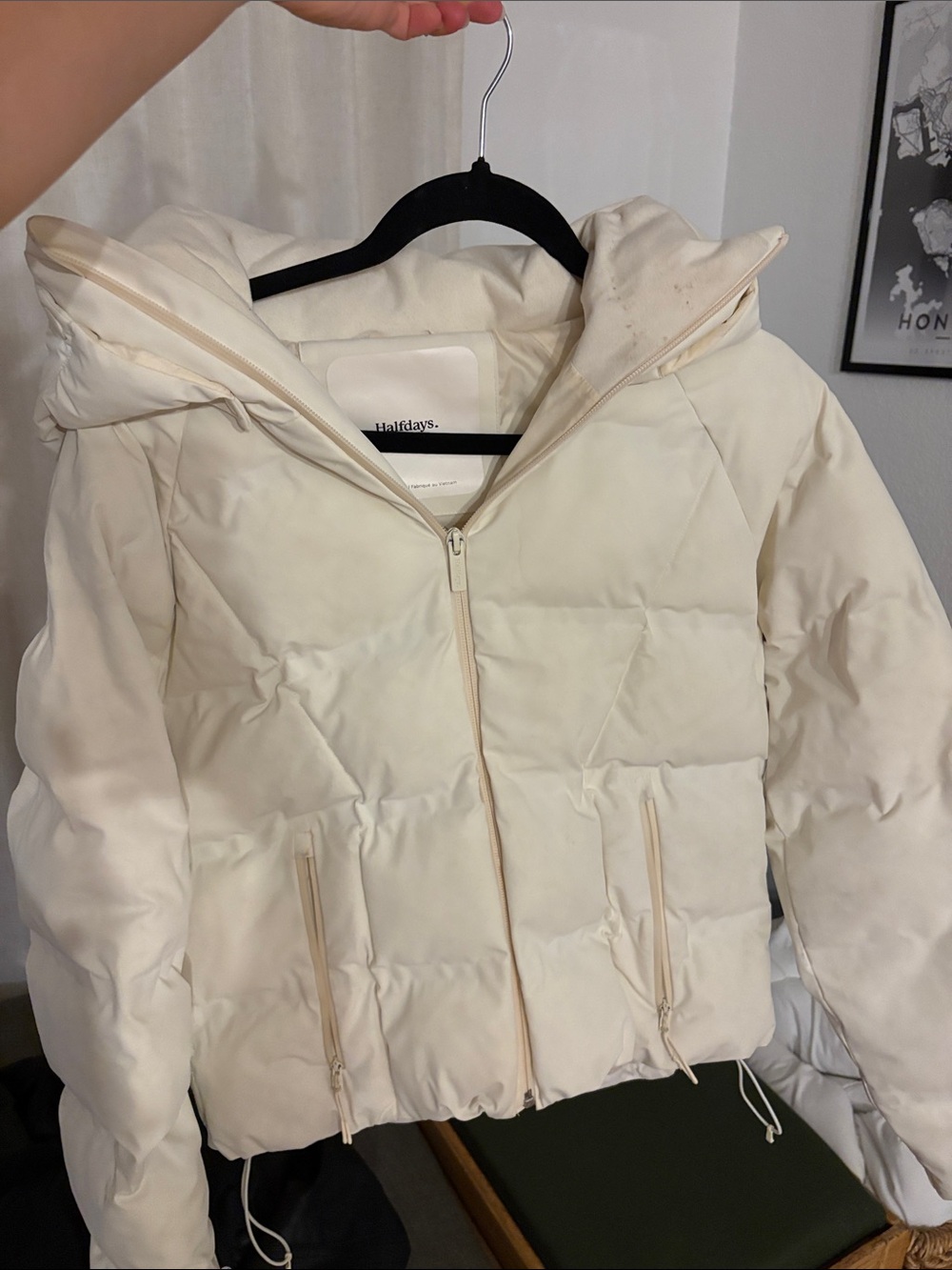 Halfdays Georgie Puffer Jacket in Cream size S